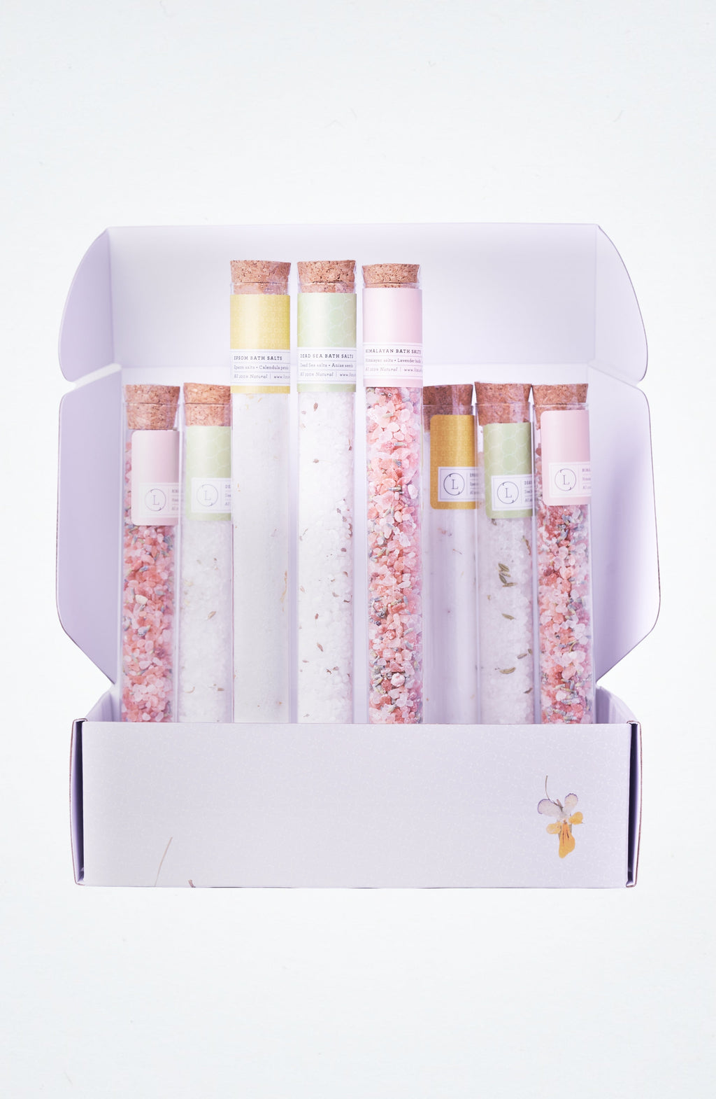 Natural Bath Salts Gift set in 8 Glass Tubes, Luxurious Bath Experience-1