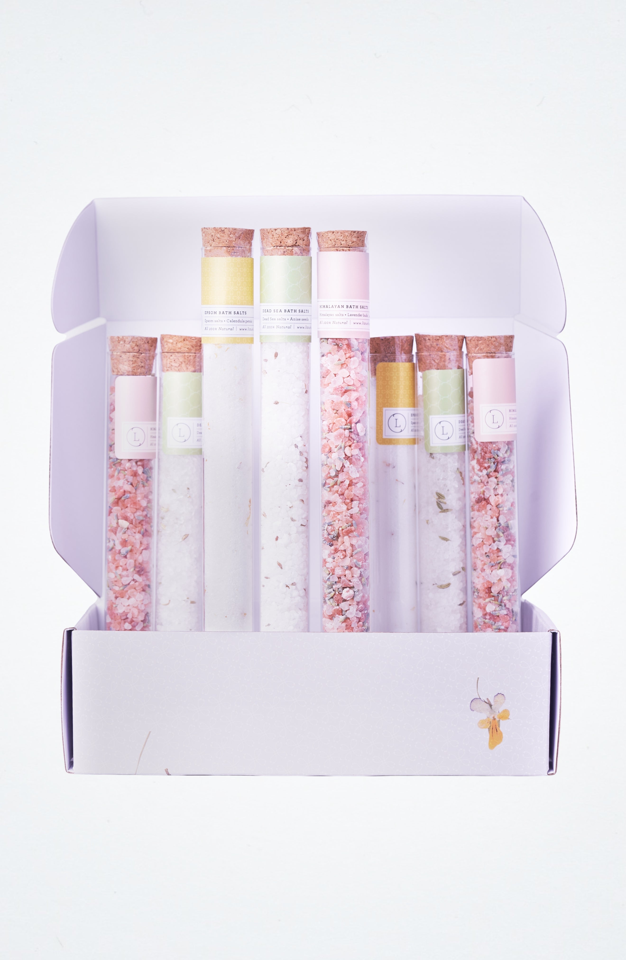 Natural Bath Salts Gift set in 8 Glass Tubes, Luxurious Bath Experience-1
